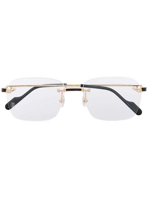 cartier square frame glasses|cartier rimless rectangular frame glasses.